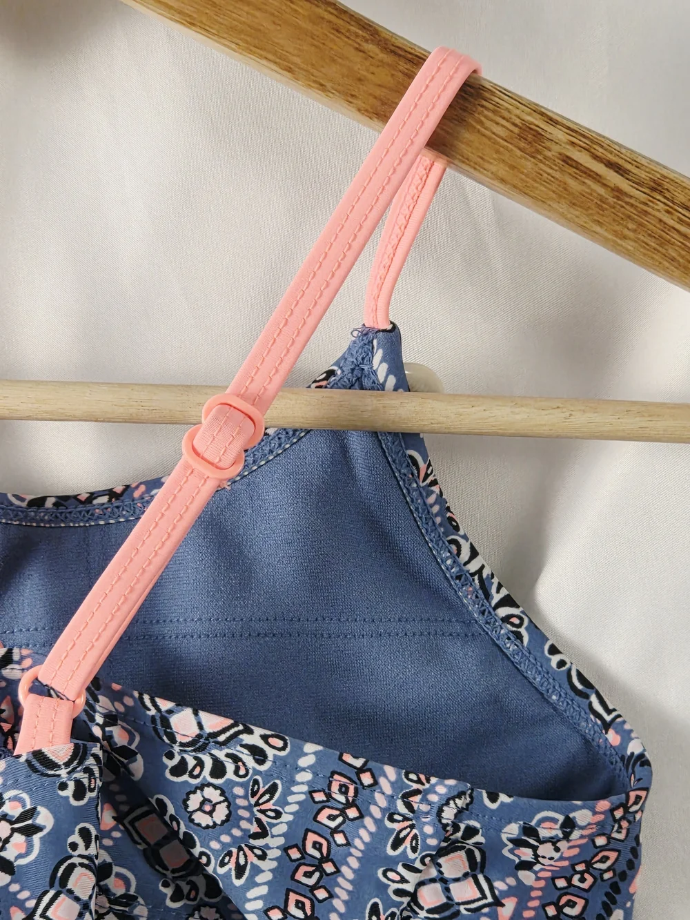 Justice Girls Blue & Pink Patterned Swimsuit Tank Top Size 10